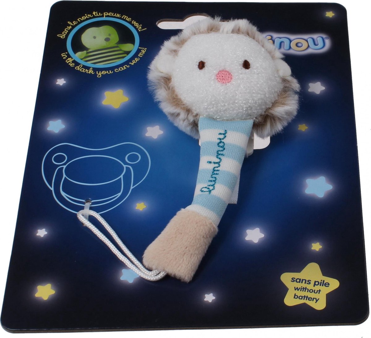 Luminou Glow In The Dark Fopspeenketting Egel Blauw 21 Cm