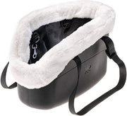 REXA® Hondendraagtas Klein | pluche-rand | comfortable hondentas | Honden reistas | zwart