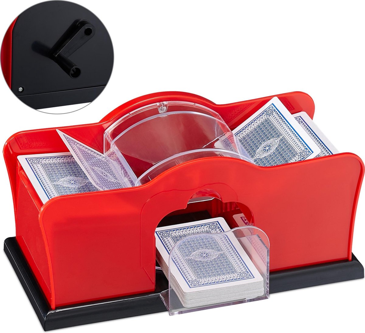 relaxdays kaartenschudmachine - schudmachine kaarten - kaart schudder - rood - handmatig