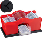 relaxdays kaartenschudmachine - schudmachine kaarten - kaart schudder - rood - handmatig