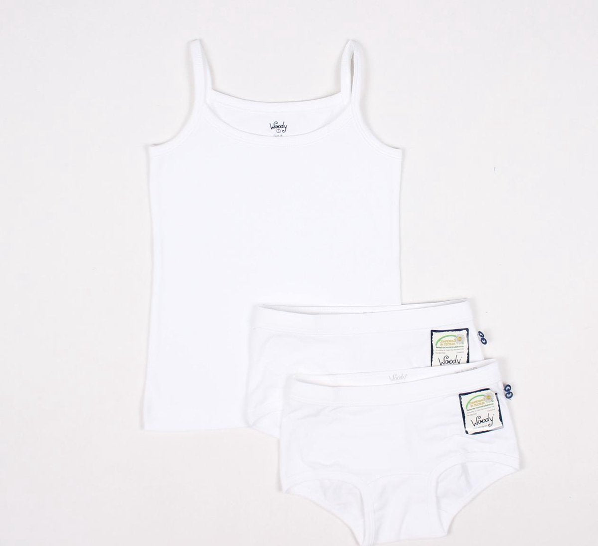 Woody ondergoed set meisjes - wit - 1 onderhemd en 2 boxers - maat 98
