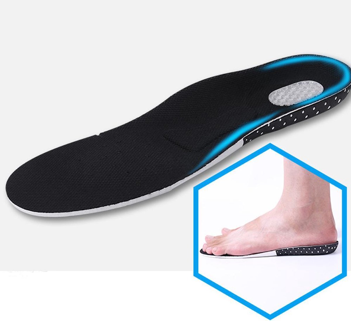 BOTC -  Inlegzolen set - Kan worden bijgesneden - Unisex - Steunzolen voor sportschoenen - Inlegzolen van siliconengel - Masserende schokabsorptie - Orthodontisch kussen -- Zwart -  L (EU40-46) - 28CM