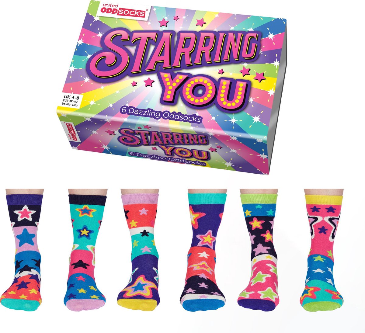 ODD SOCKS Damessokken Starring You Multipack Mismatched 37-42 Cadeaudoos