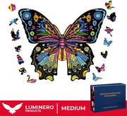 Luminero™️ - Jigsaw Houten Puzzel - Vlinder Medium Formaat – Wooden puzzle - Leuk voor volwassenen - Unieke vormen - Educatieve puzzels - Fantastisch cadeau voor vrienden en gezinnen - Huisdecoratie - Giftbox