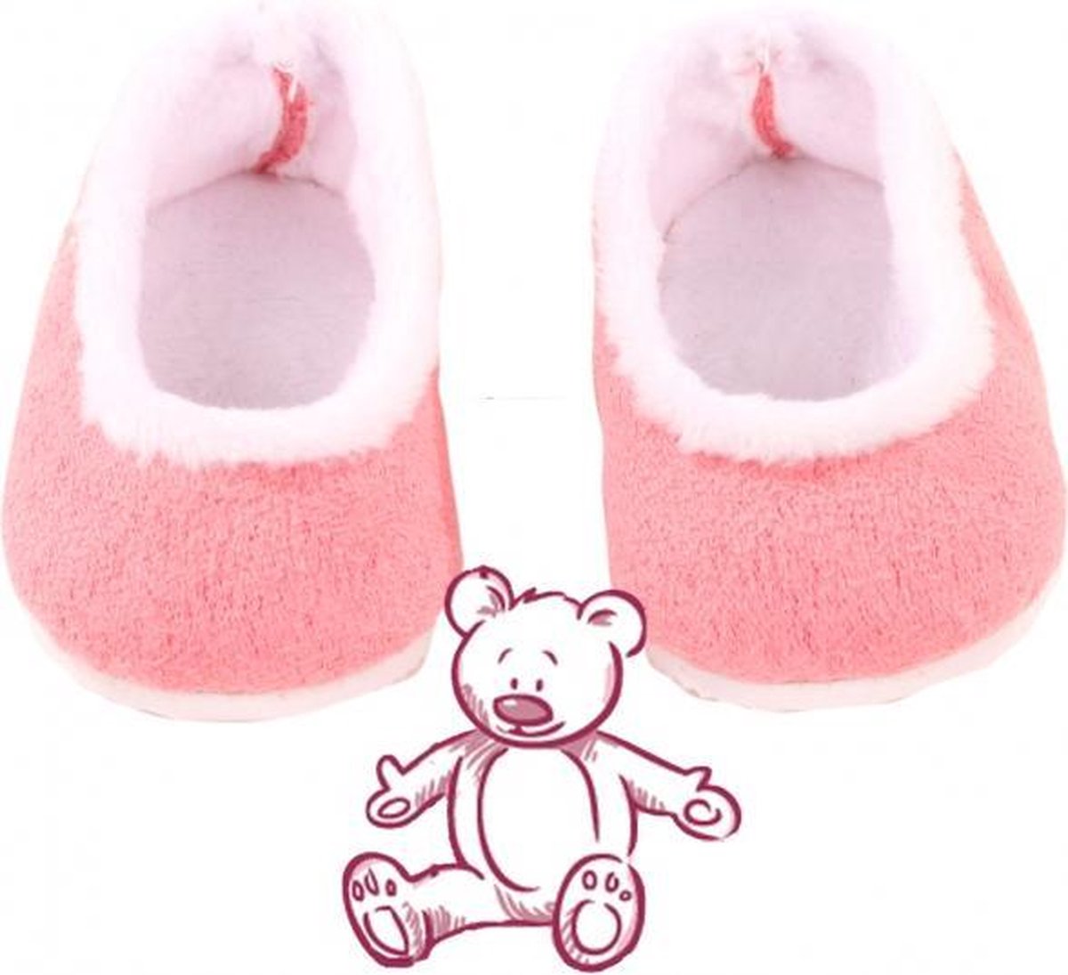 Götz poppenkleding roze slofjes voor pop van 45-50cm