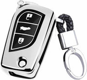 TPU Galvaniseren uit Ã©Ã©n stuk Opening Volledige dekking Autosleutelhoes met sleutelring voor TOYOTA YARIS L / COROLLA / YARIS L / CAMRY / VIOS / HIGHLANDER (Zilver)