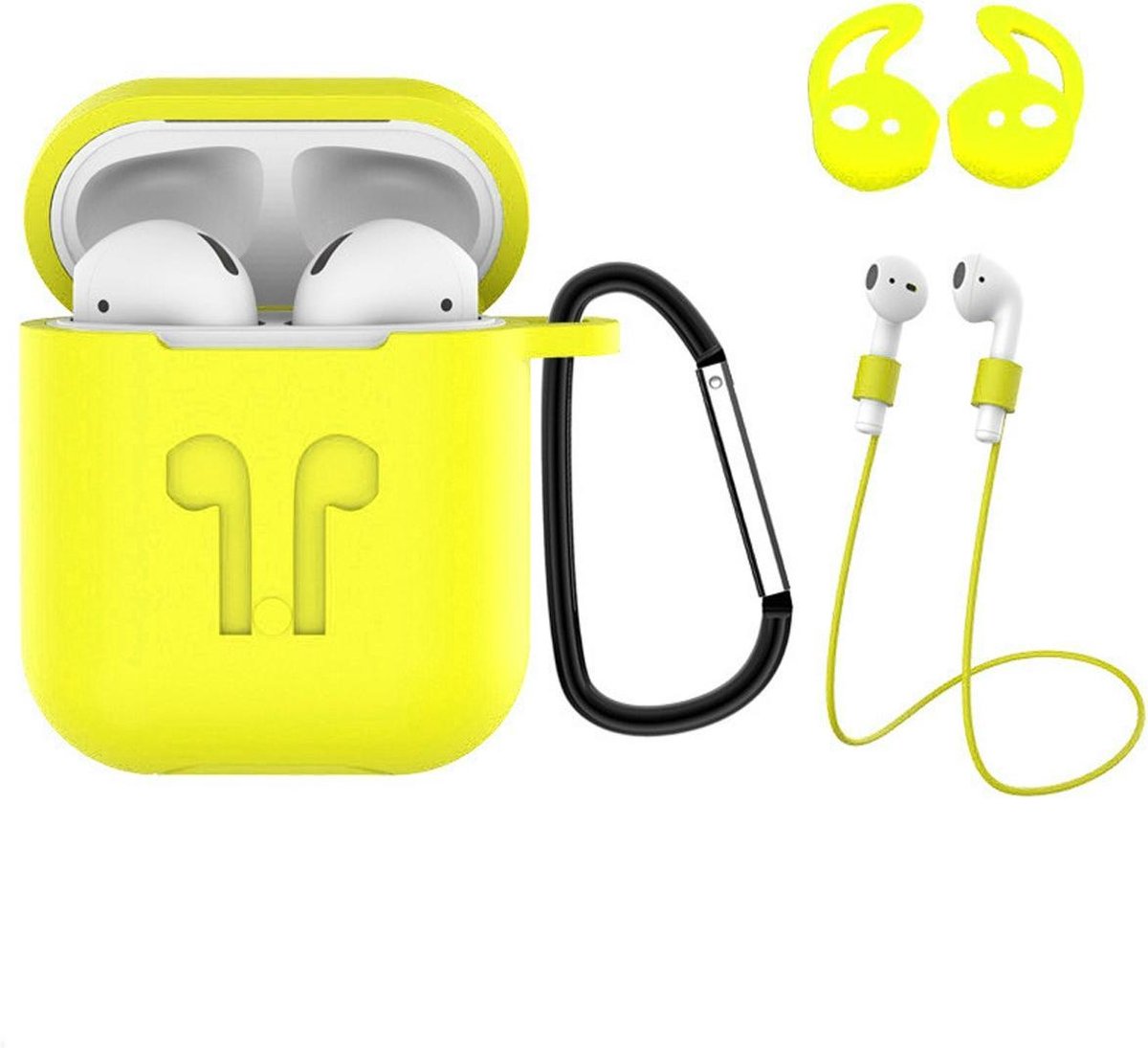 Hoes voor Apple AirPods 2 Hoesje Case 3-in-1 Siliconen Cover - Geel