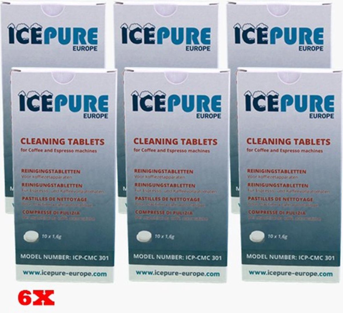 6x Bosch / Siemens 310575 / TZC6001 - Saeco CA6704 Universele Reinigingstabletten van Icepure (60 tabletten)