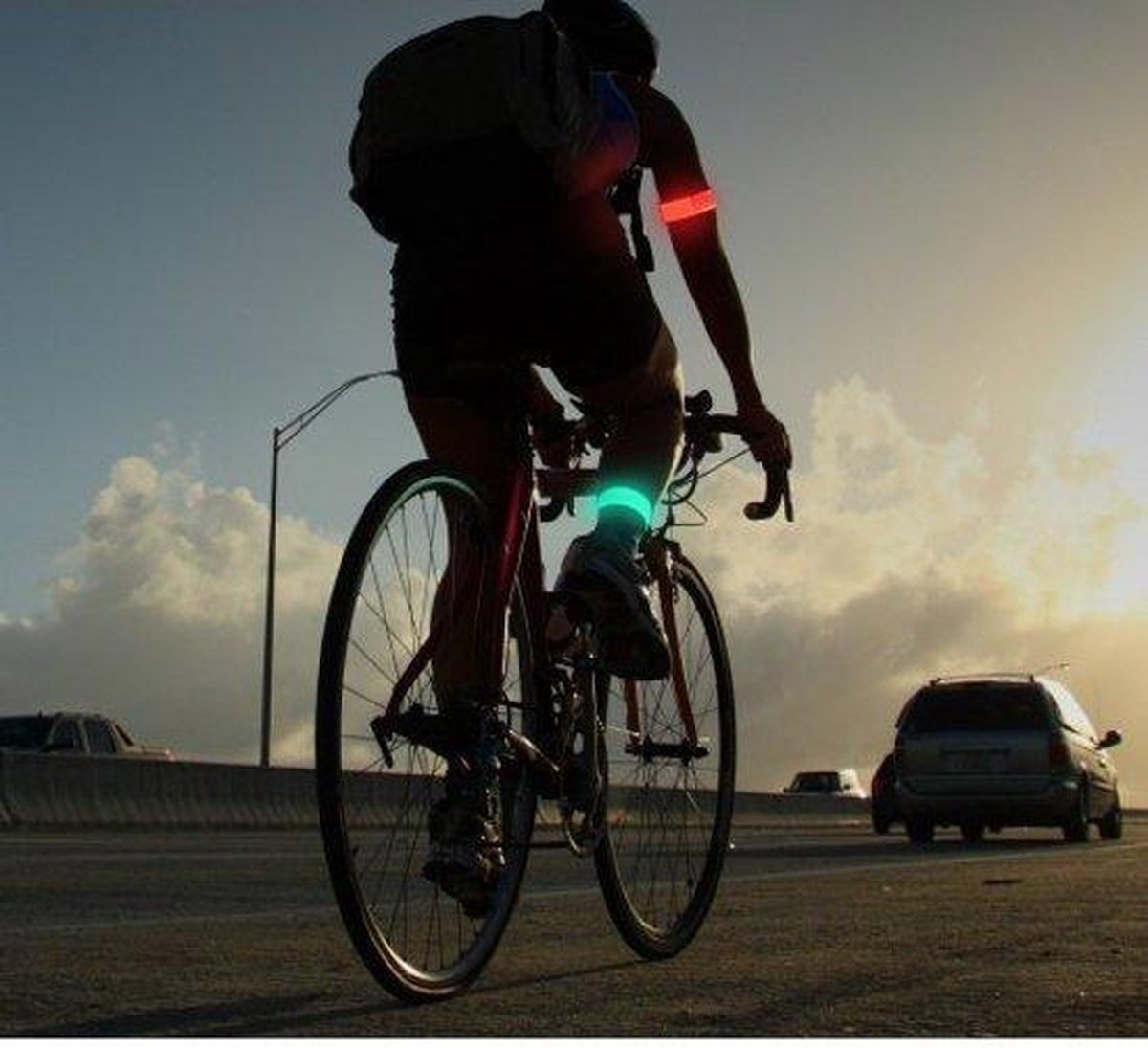2 stuks Reflecterende Hardloop Verlichting - Hardloop / Fiets Sport Armband Met LED Verlichting Blauw / Rood / Geel / Oranje