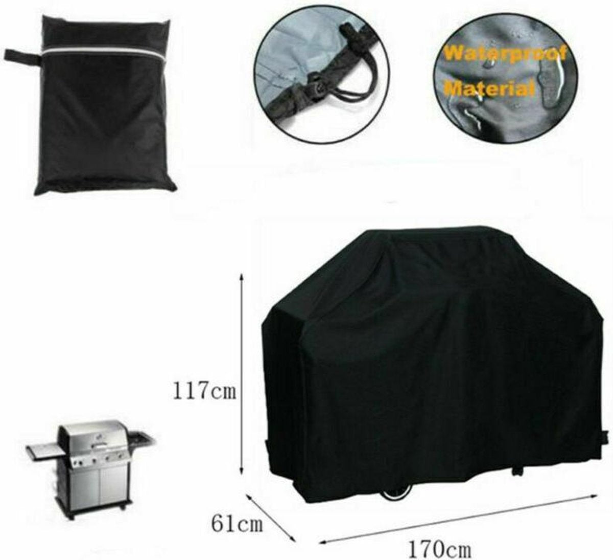 Barbecue BBQ beschermhoes XXL 170x117x61cm