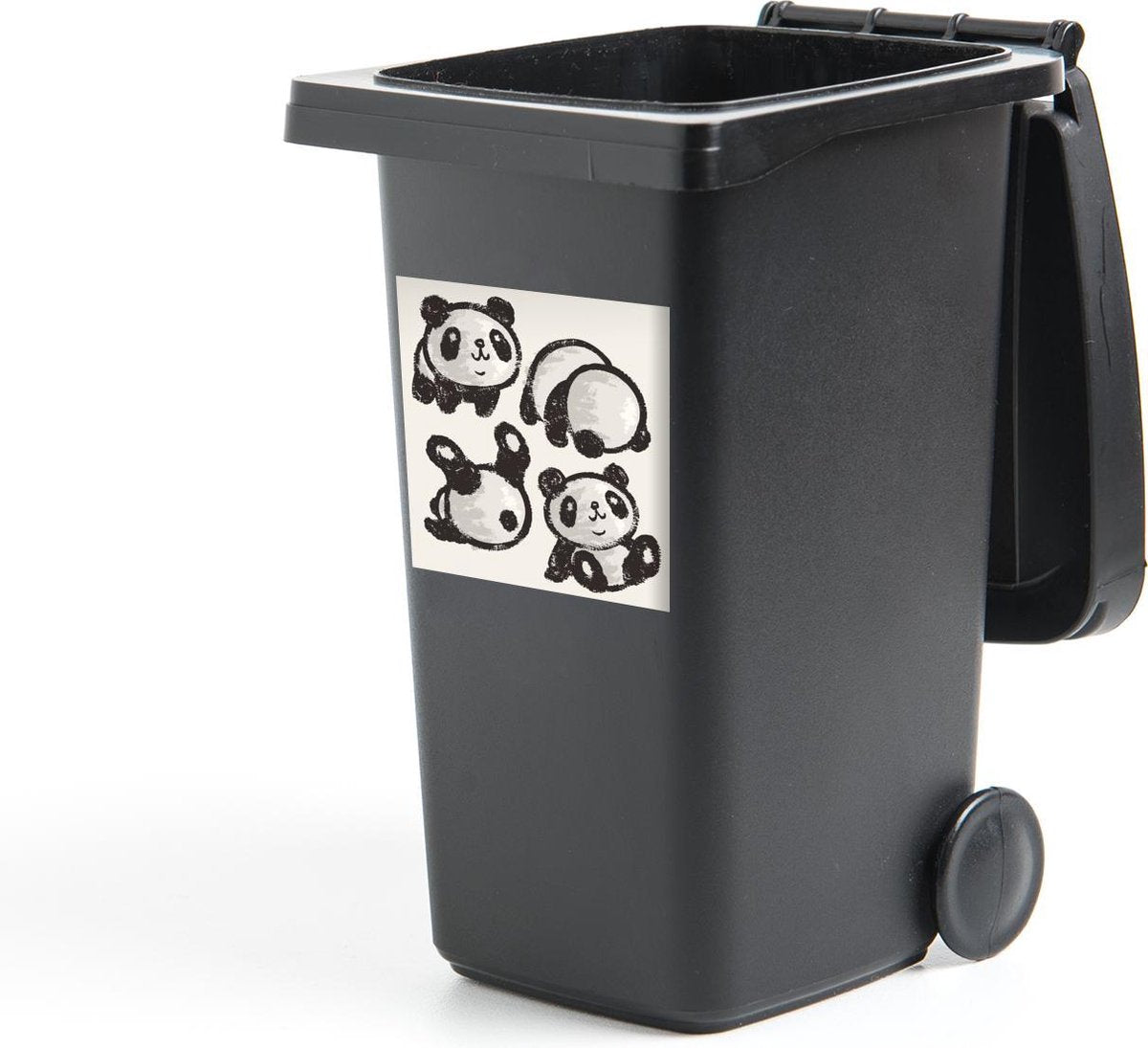 Container sticker Dieren - Panda - Zwart - 40x40 cm - Kliko sticker