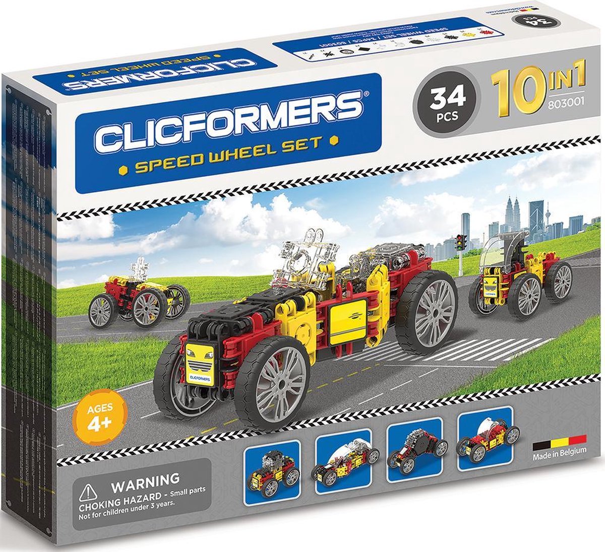 Clicformers bouwblokken - Speed Wheel 34 pcs bouwset - gepatenteerd constructie speelgoed - made in Belgium bouwspeelgoed