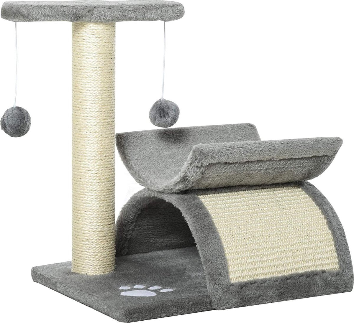 REXA®  Kattenboom | speelboom | kattenkrabpaal | krabpaal katten met bal lichtgrijs L 40 x B 30 x H 43 cm