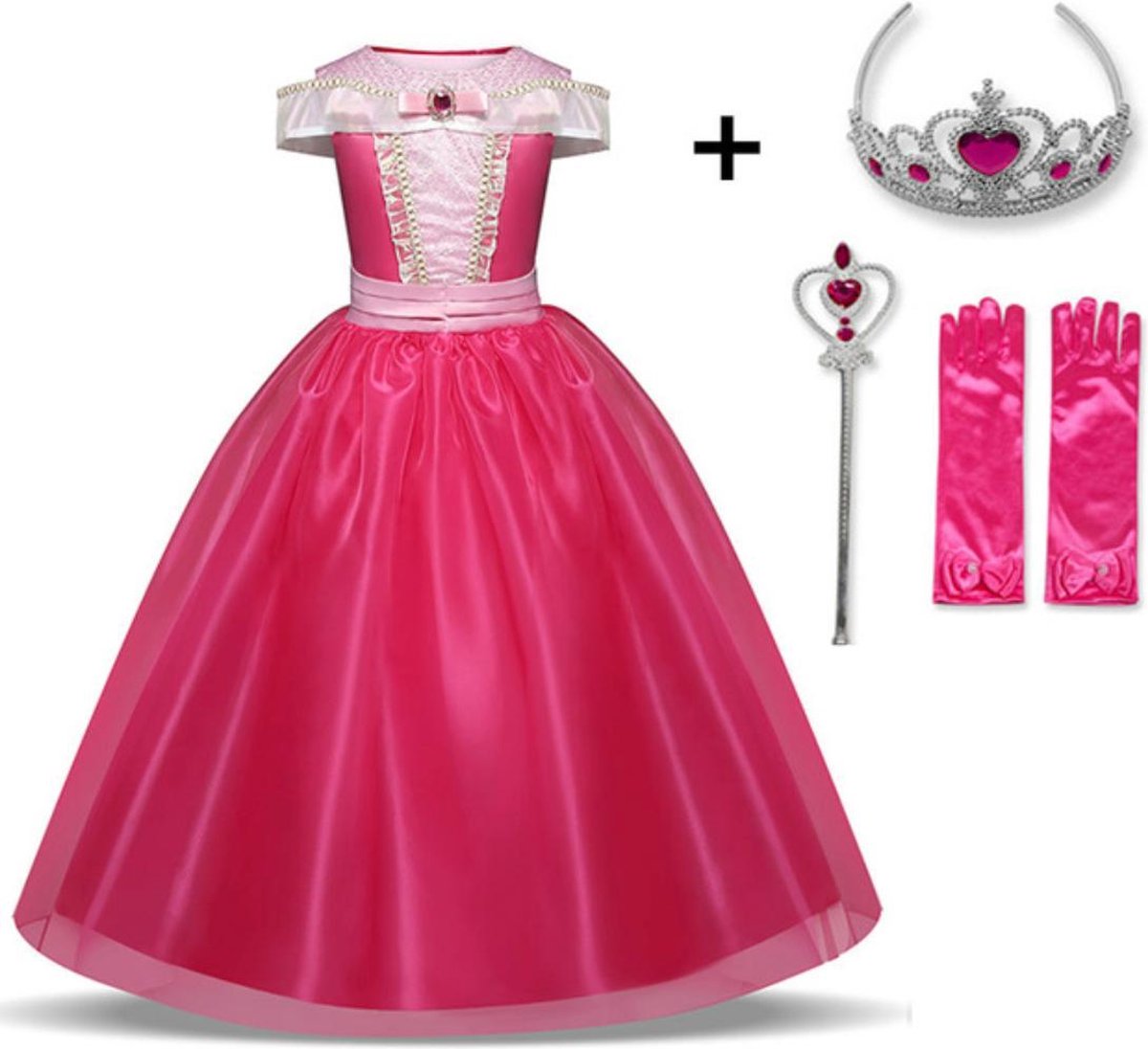 WiseGoods - Cinderella Jurk - Assepoester - Prinsessenjurk Meisje  - Verkleedkleding - Kinderkostuum - 6-7 jaar - 116-122