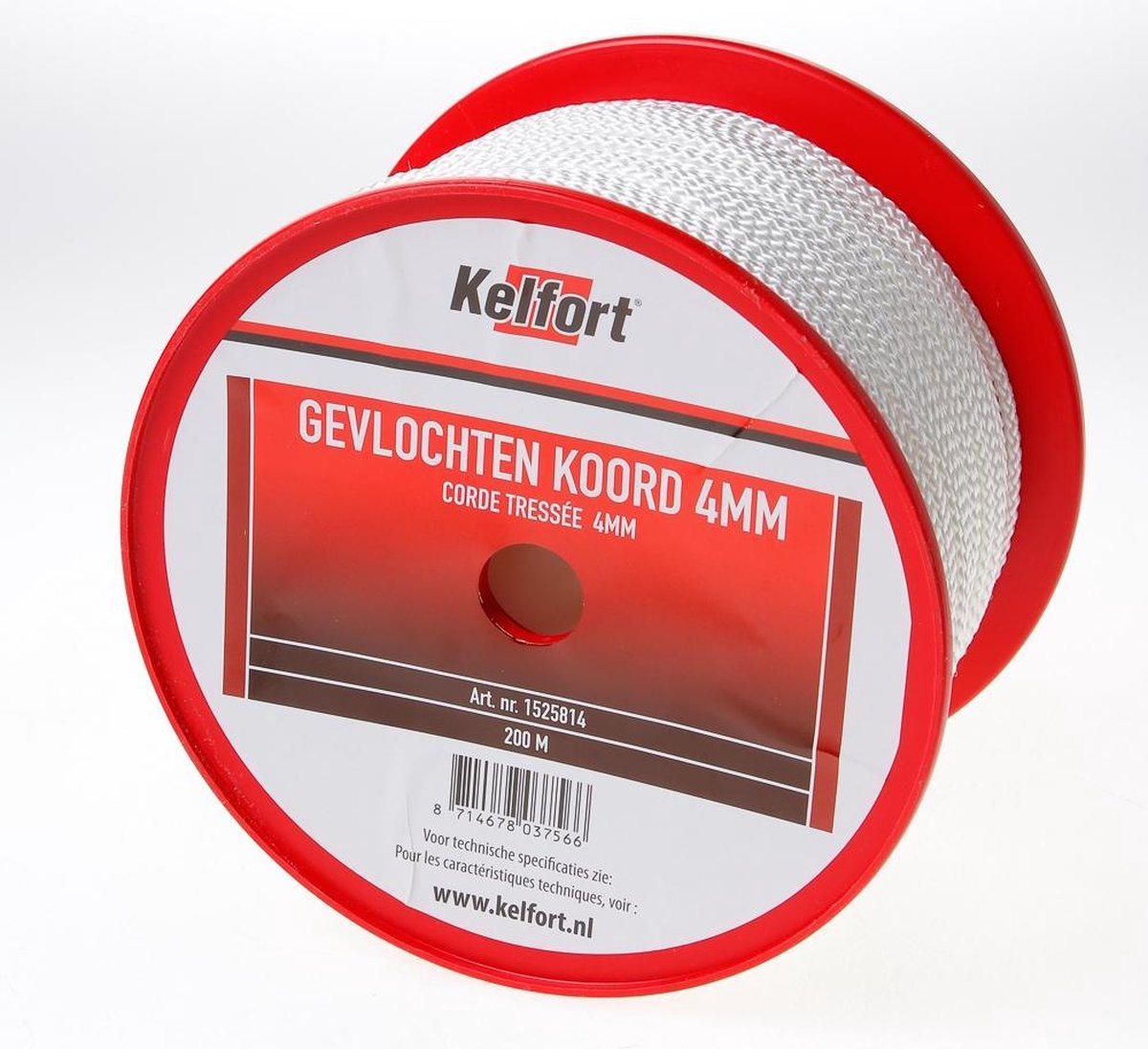 Nylonkoord wit gevlochten 4mm