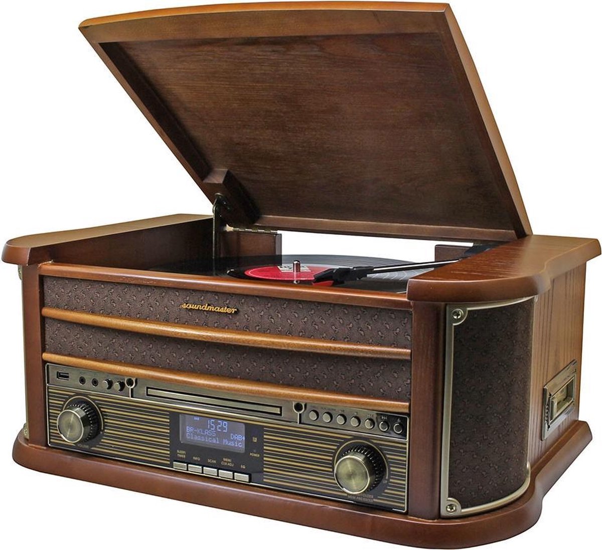 Soundmaster NR545 - Platenspeler met DAB+ en bluetooth - Bruin