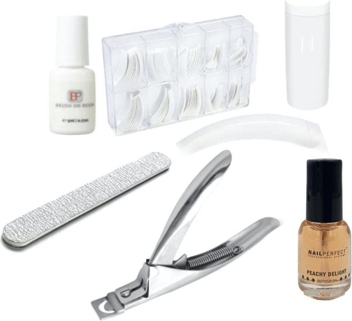 GUAPÀ - Kunstnagels Voordeel Set French Manicure Wit + Nagellijm + Tipknipper + Nagelriem Olie & Nagelvijl
