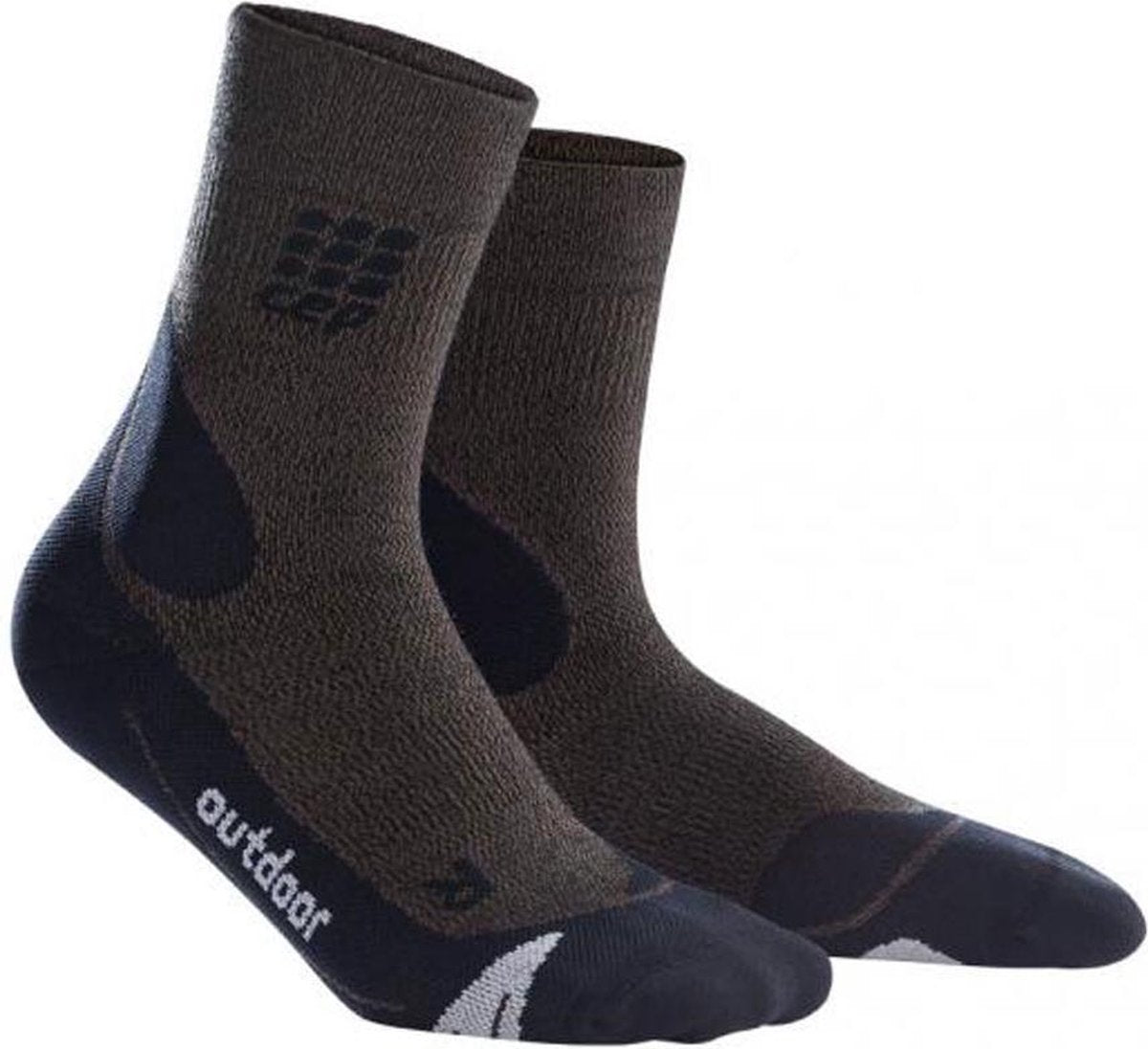 CEP Hiking Merino Mid-Cut Compressie Wandelsokken - Bruin/Zwart - Heren(45-48)