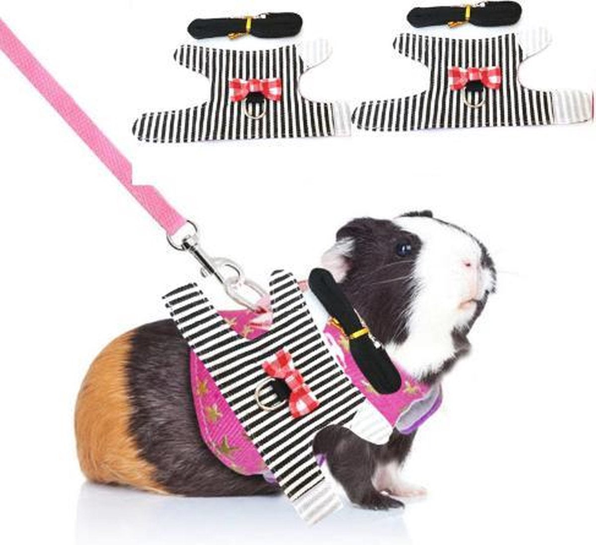 Dierplezier - Wandel tuigje knaagdier - Leiband knaagdier - Hamster wandelleiband  - Tuigje met klittenband - Tuigje wandelen rat - Harnas voor cavia - Gareel voor fret
