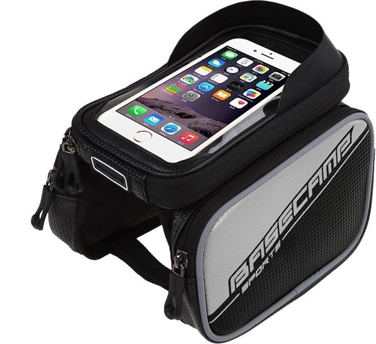 BaseCamp telefoonhouder fiets - Universeel - Opbergruimte - Zwart / Zilver