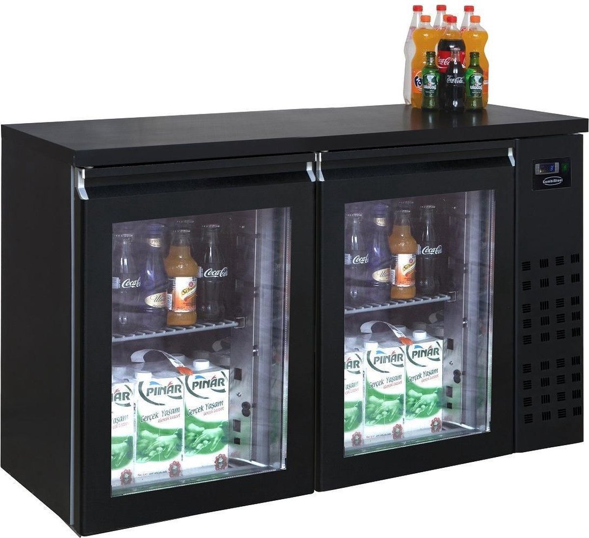 Professionele Barkoeler Zwart | 2 Glasdeuren | ProLine | Combisteel | 7489.5285 | Horeca