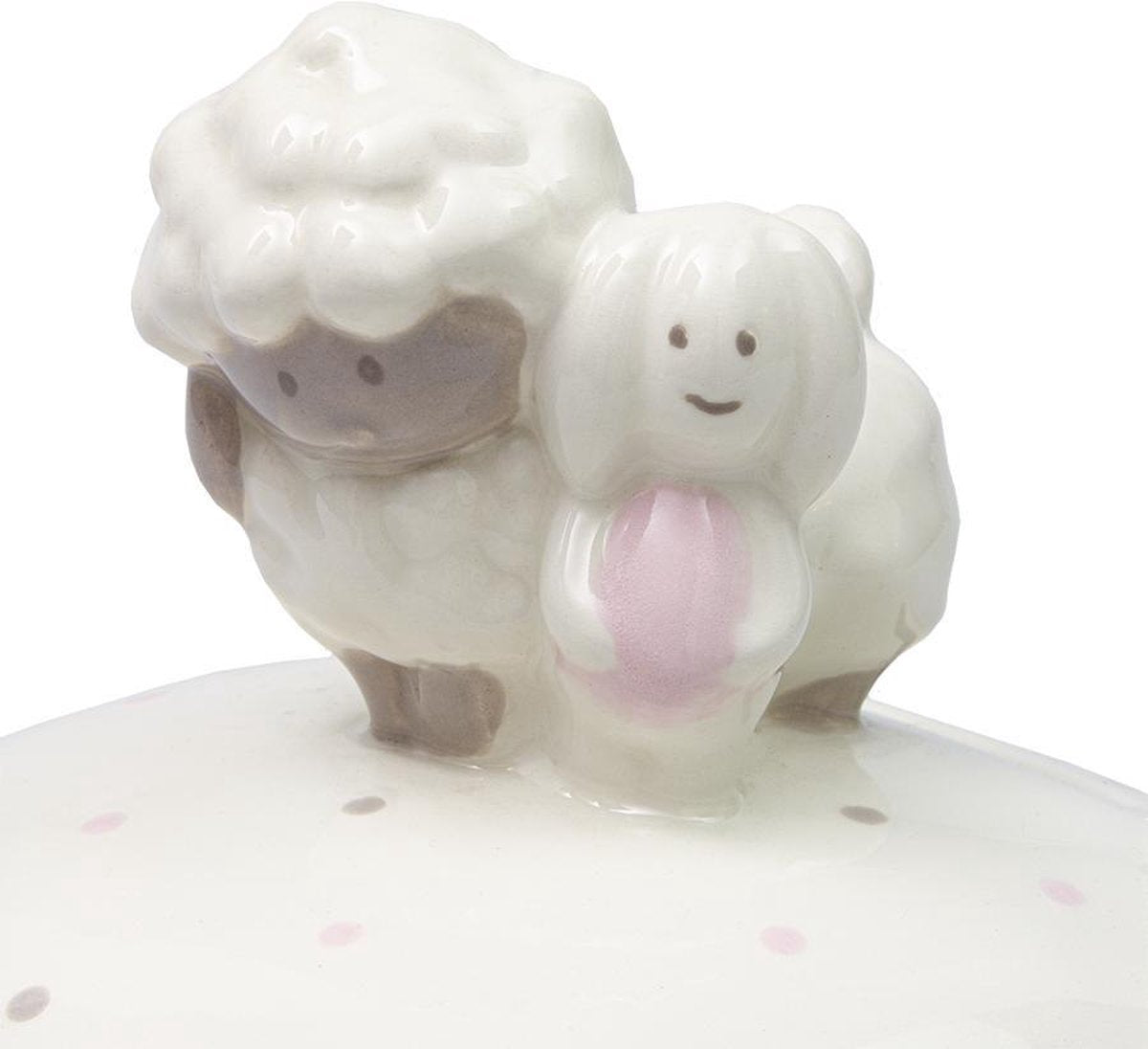Amadeus - Spaarpot - Porselein - Baby - Roze - Creme - Kraamgeschenk