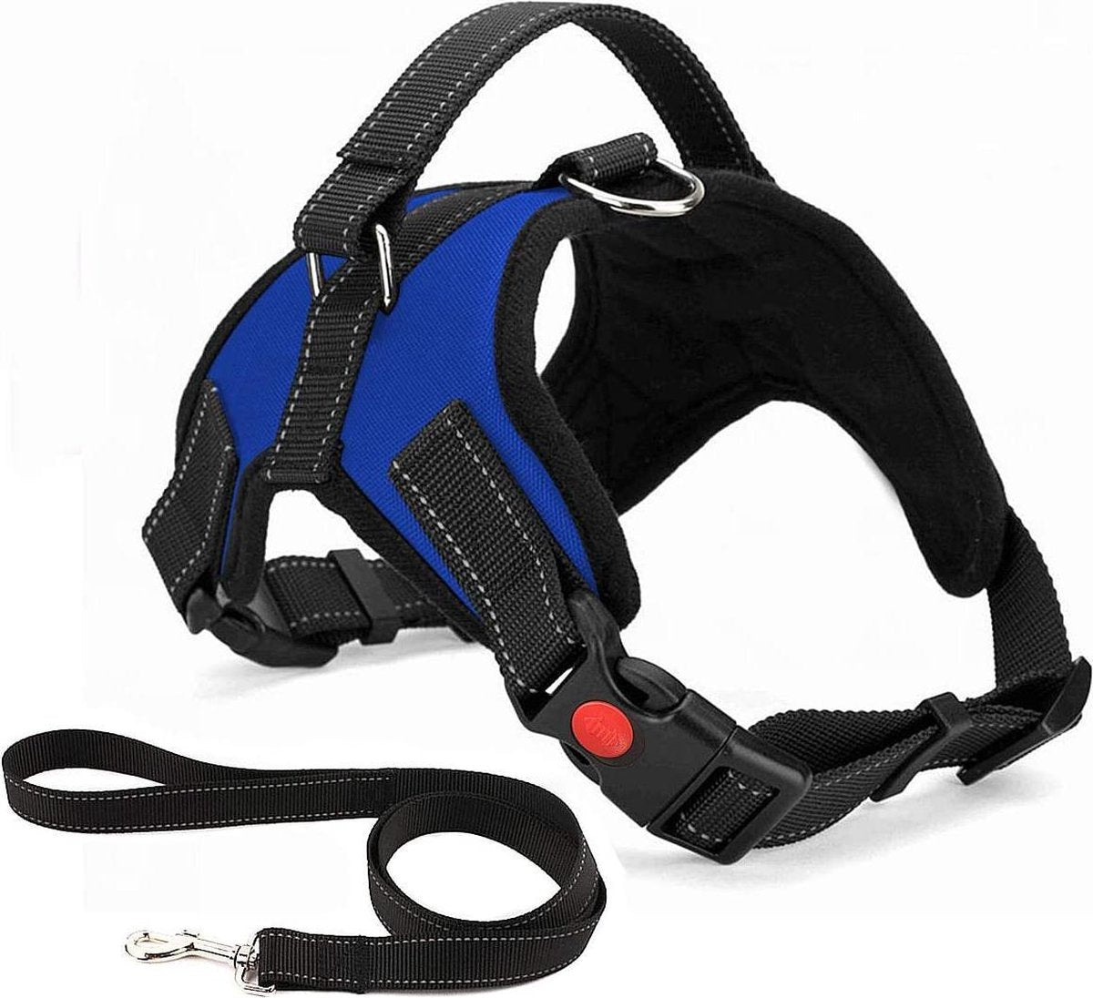 Sefaras Honden Harnas - Hondentuig - Tuigje - Verstelbaar Harnas - Blauw - Maat M - Easy Walk - Borstomvang 52-60cm