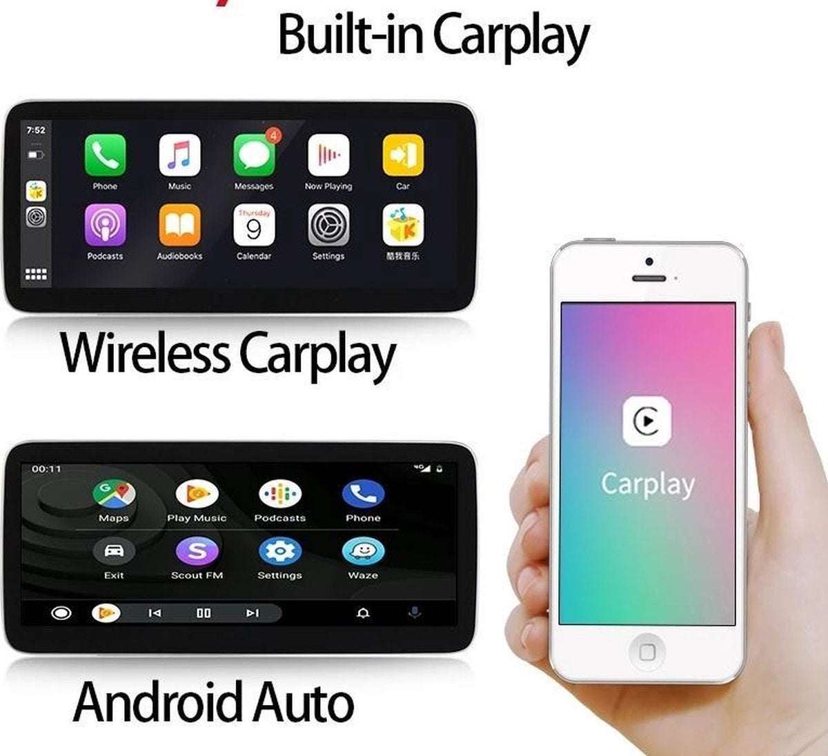 Mercedes V klasse navigatie 2016-2019 carkit android 64GB draadloos carplay