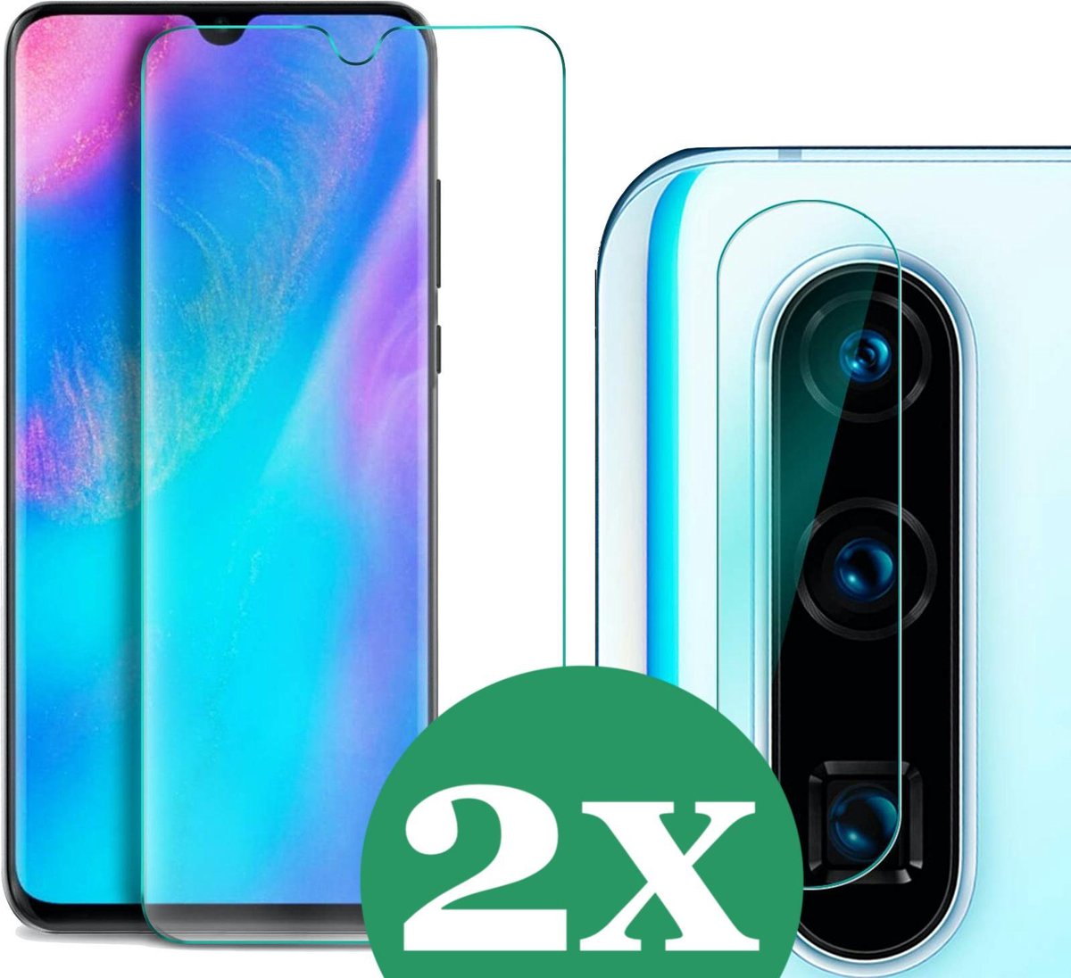 Huawei P30 Screenprotector - Huawei P30 Screen Protector Glas en Huawei P30 Screenprotector Camera - 2 Stuks