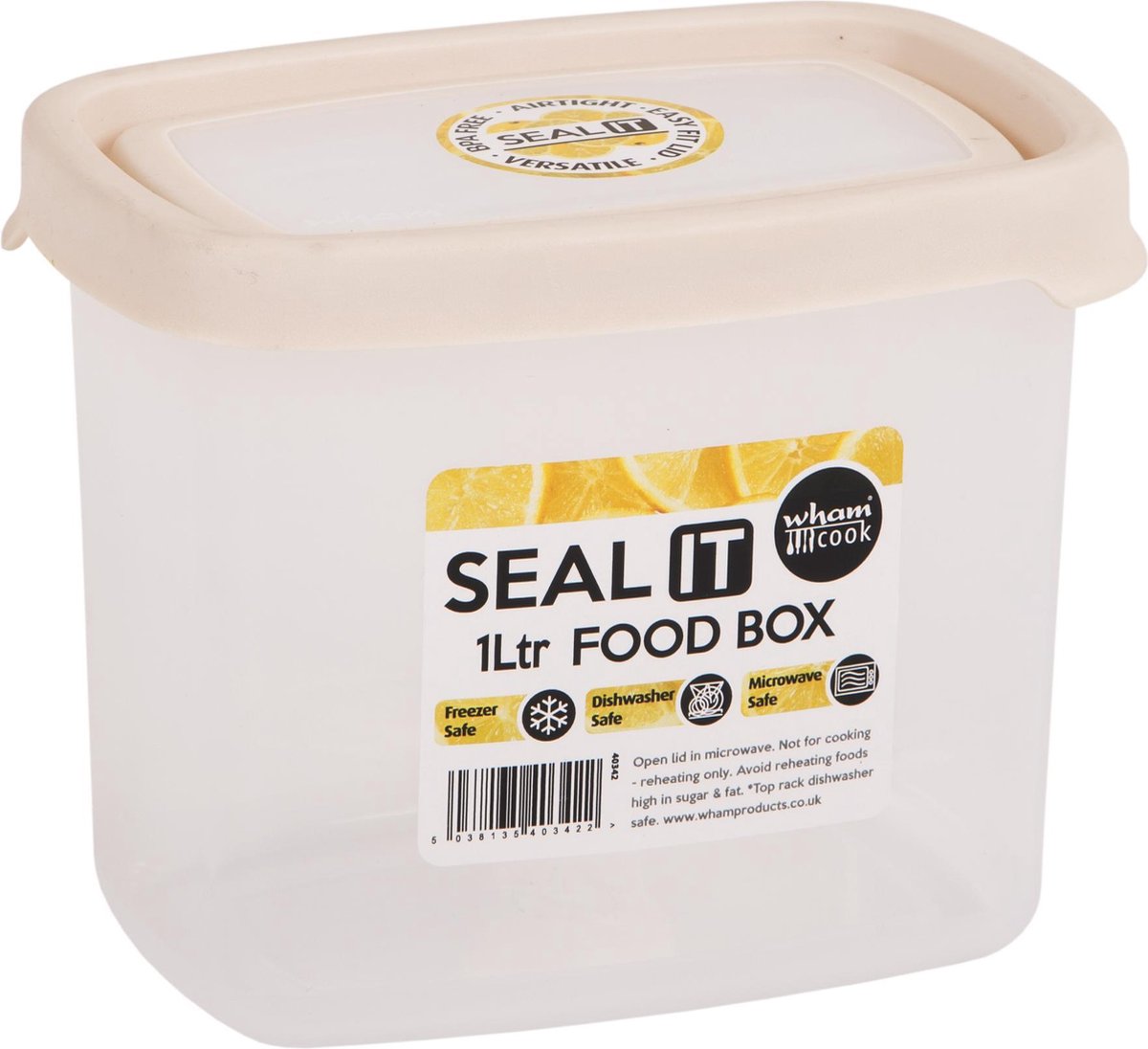 Wham Seal It Vershouddoos - Rechthoekig - 1 Liter - Set van 3 Stuks - Creme