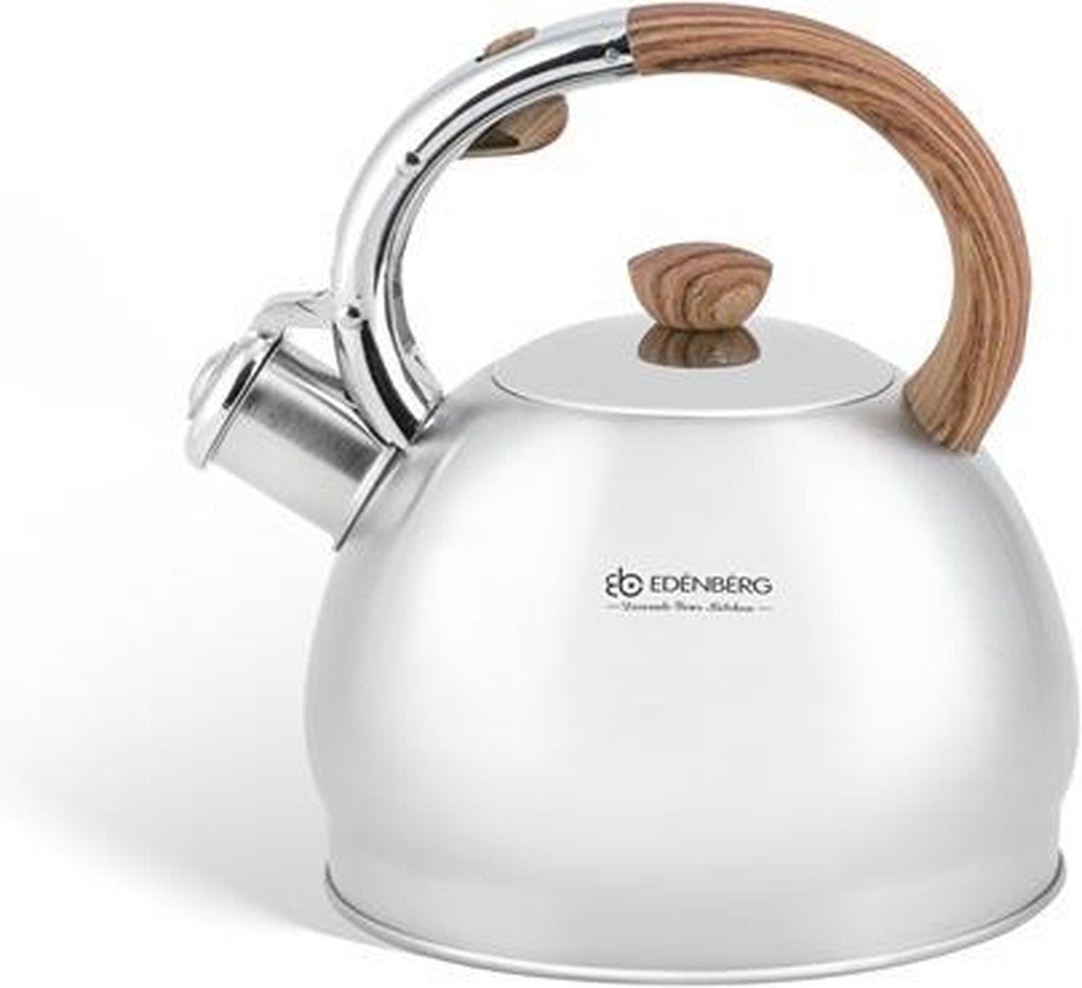 Edënbërg Classic Line - Luxe Fluitketel 2.0 liter - RVS/Bruin