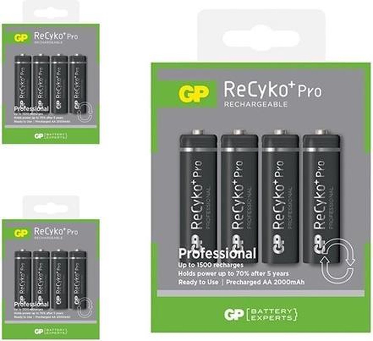 12 Stuks (3 Blisters a 4st) - GP R6/AA ReCyko+ PRO 2000mAh 1.2V NiMH Oplaadbare Batterijen