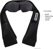 Shiatsu Nek- en Schouder Massage Kussen met Arm Lussen - Schouder Massage - 8 Roterende Massagekoppen met Warmte Functie - Variabele Intensiteit - Geschikt voor Nek/Schouders/Rug/Benen/Voeten/Kuit - Massage + gratis 12v Auto Stekker - Zwart
