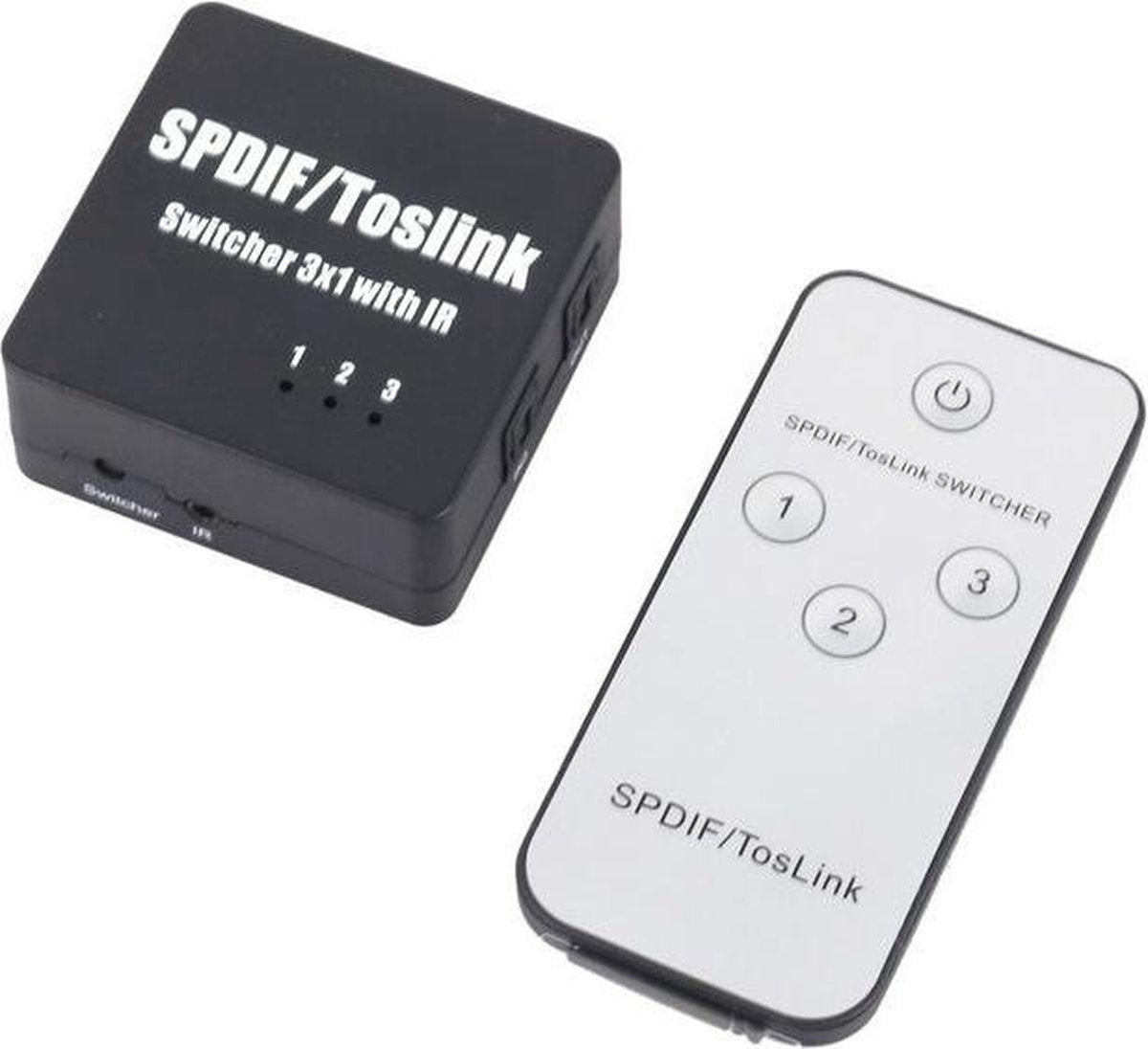 Coretek Digitale optische Toslink audio schakelaar 3 in - 1 uit met voedingsadapter