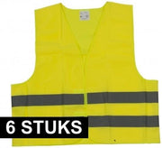 6x Veiligheidsvest geel voor volwassenen - Reflecterende veiligheidsvesten 6 stuks