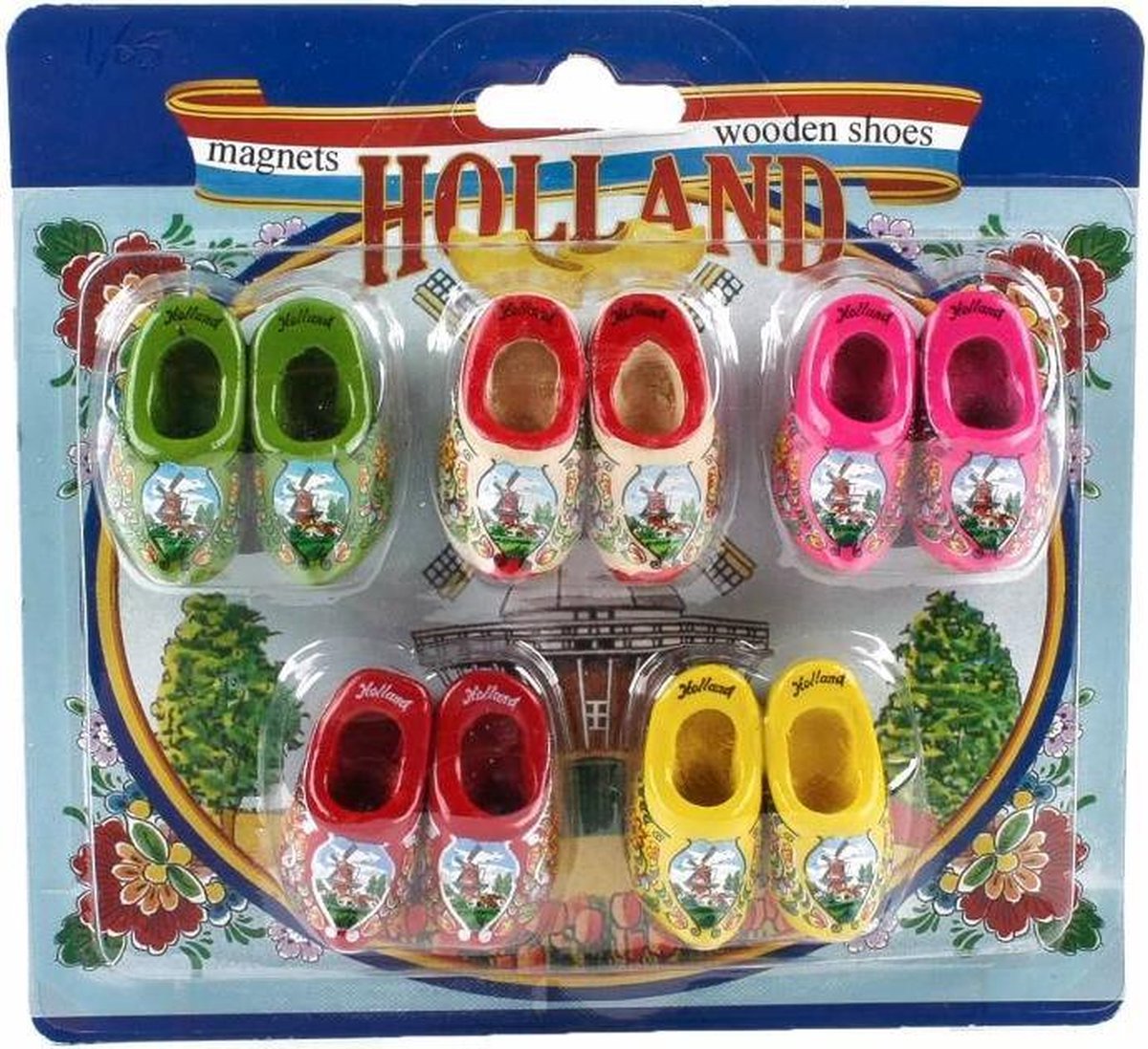 5 X Magneet Klomp Dubbel 4 Cm In Blister Holland - Souvenir