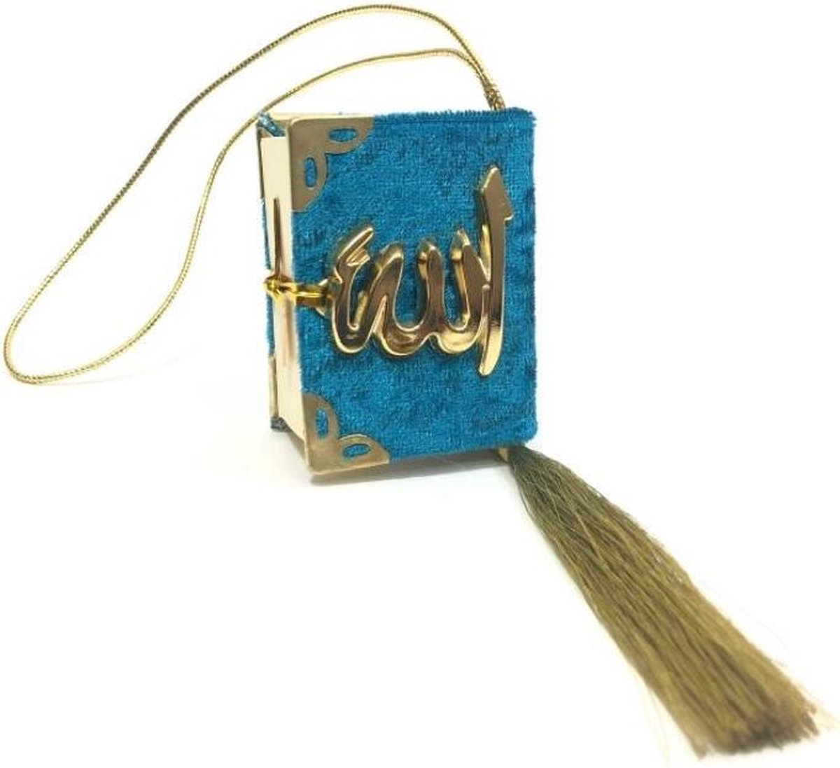 Fluwelen Koran voor auto Oceaan Blauw Goud