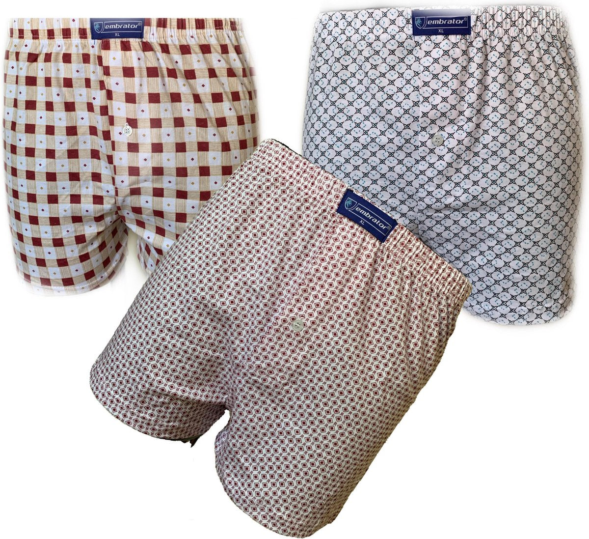 Embrator 3-stuks mannen Boxershorts Loose Fit katoen maat XL