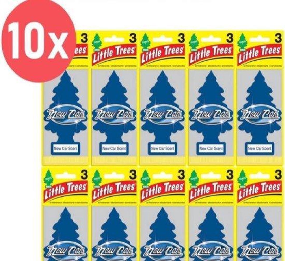 Set van 10 Auto luchtverfrissers - Luchtverfrisser - Auto Verfrisser - Geurboom - 10 stuks - New Car Scent