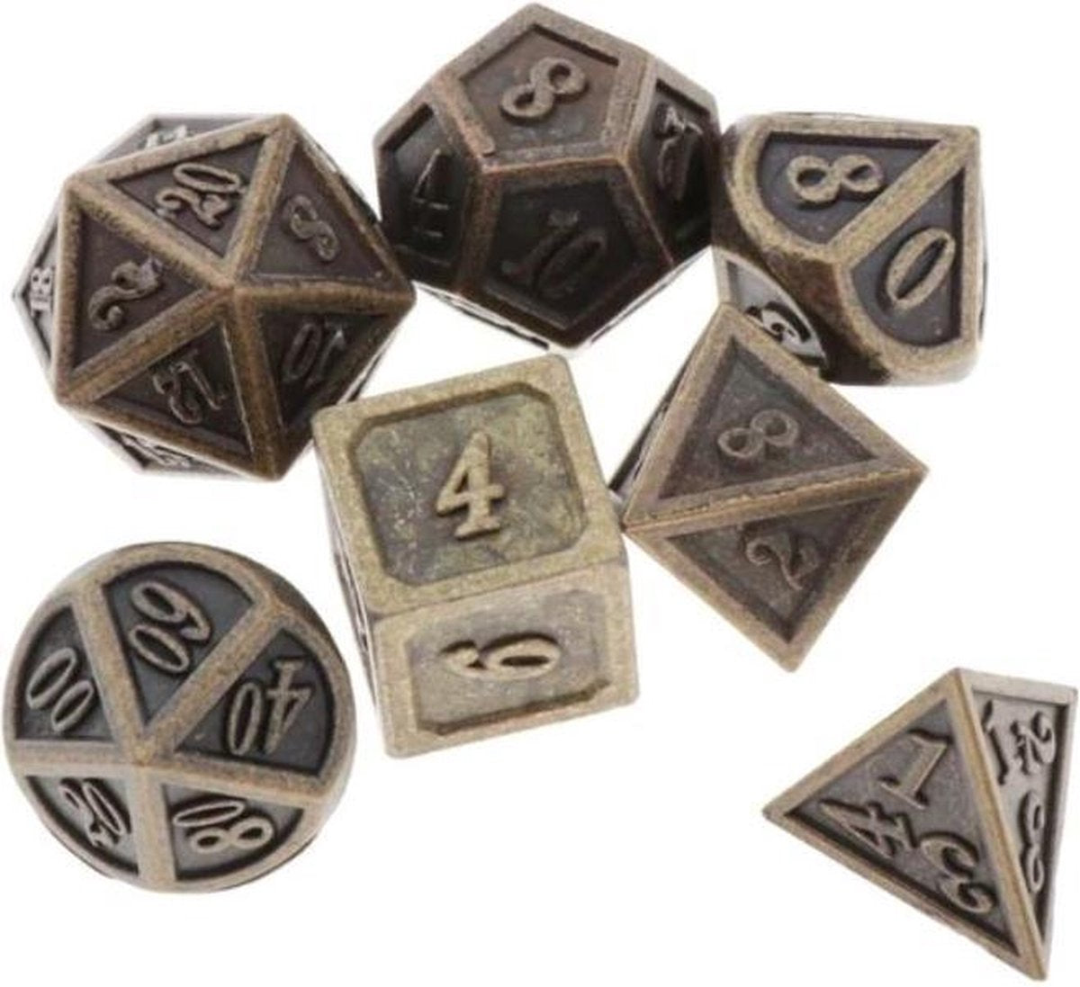 Polydice set - dobbelstenen dungeons and dragons - DnD - RPG - Brons - 7 stuks