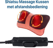 EmpX.nl – Massagekussen - Shiatsu Massage voor Nekmassage en Schouders Rood - 4 Roterende Ballen - Infrarood Warmte - Instelbare Draairichting