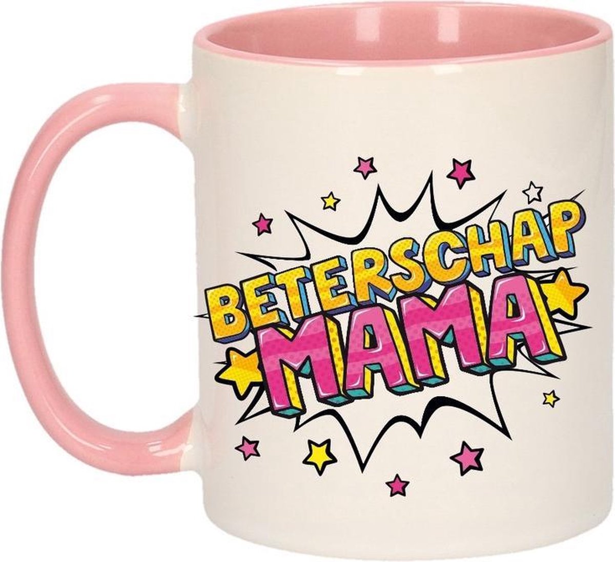 Beterschap mama cadeau mok / beker wit en roze 300 ml