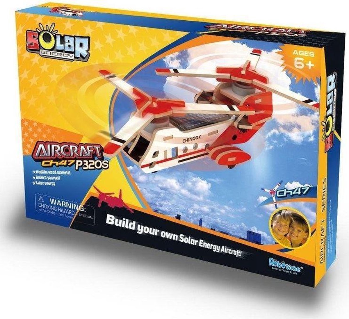 Robotime Boeing CH-47 P320S met zonnecel - Houten Modelbouw - Papiercoating