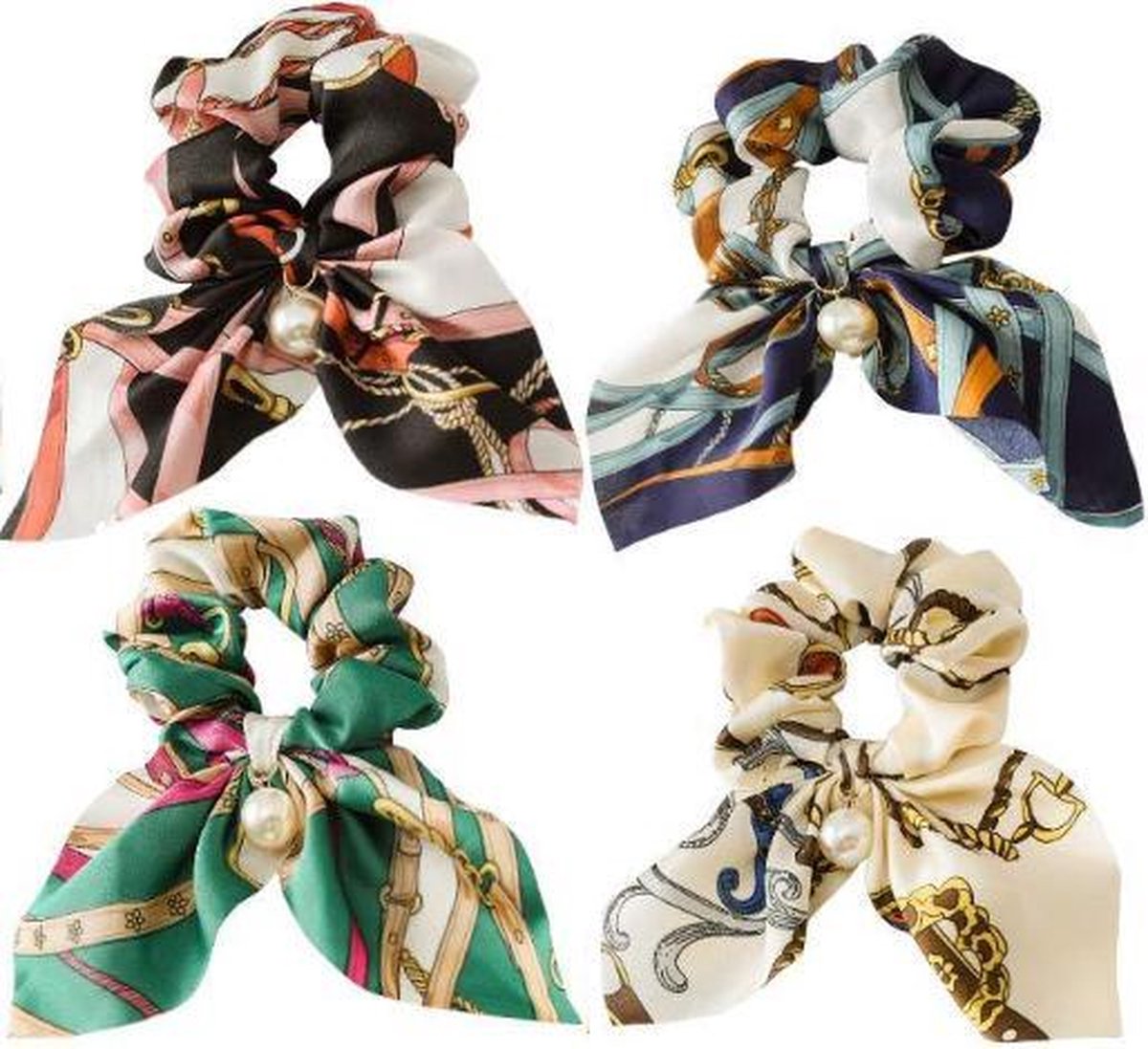 MINIIYOU® Set 4 stuks dames en meisjes haar scrunchies parel | Roze