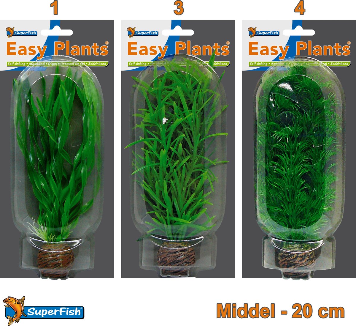 Easy Plants Aquarium kunst planten middel (Combinatieset 3)