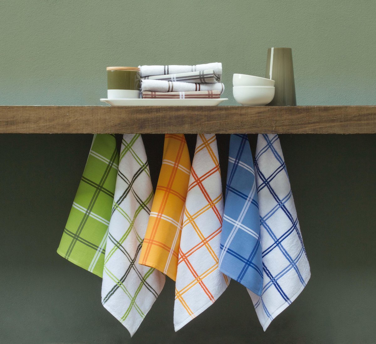 Theedoek 50x70 cm Pure Squares Bruin - 4 stuks