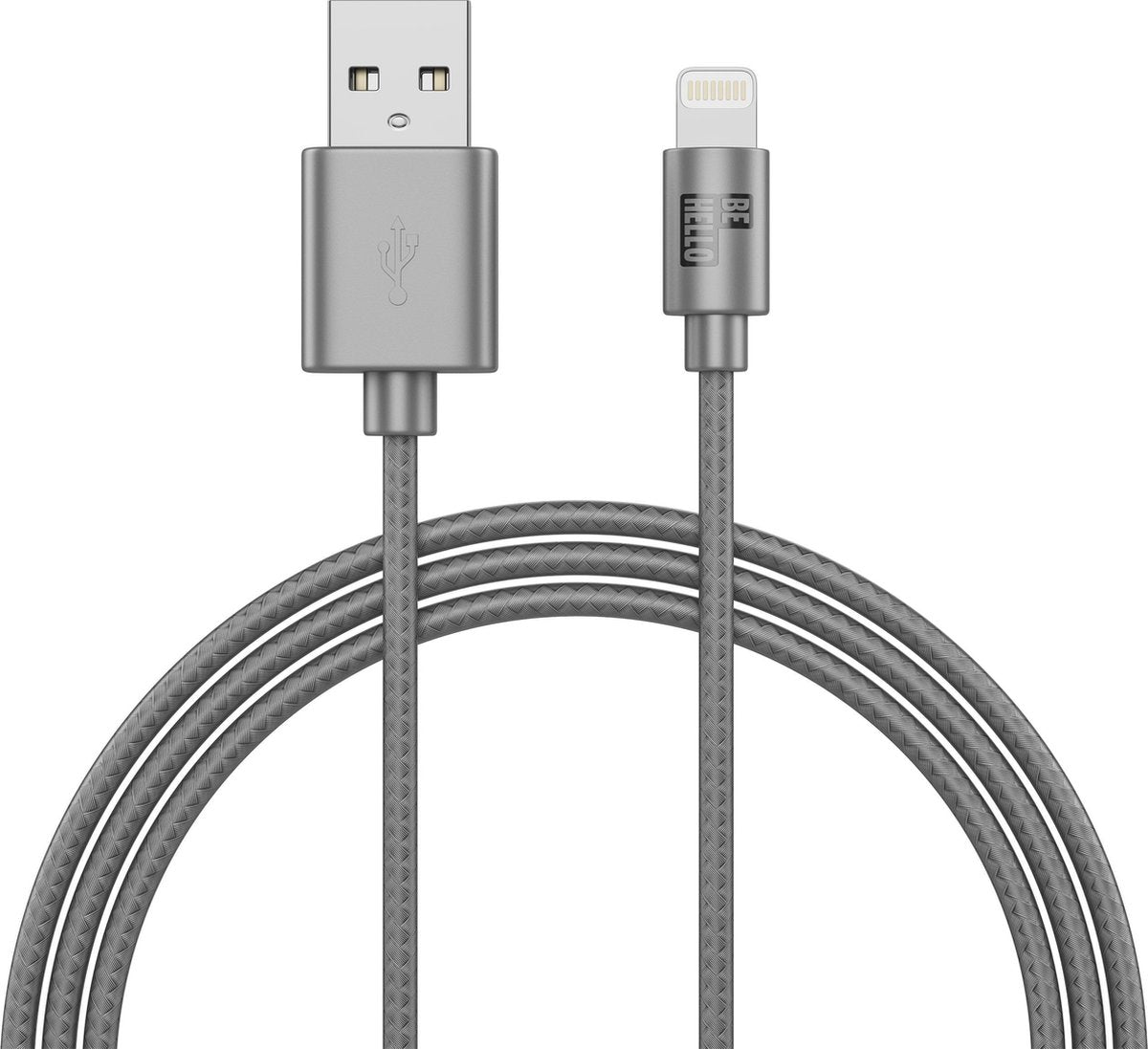 BeHello Charge and Sync Cable - Lightning (1m) Braided Silver