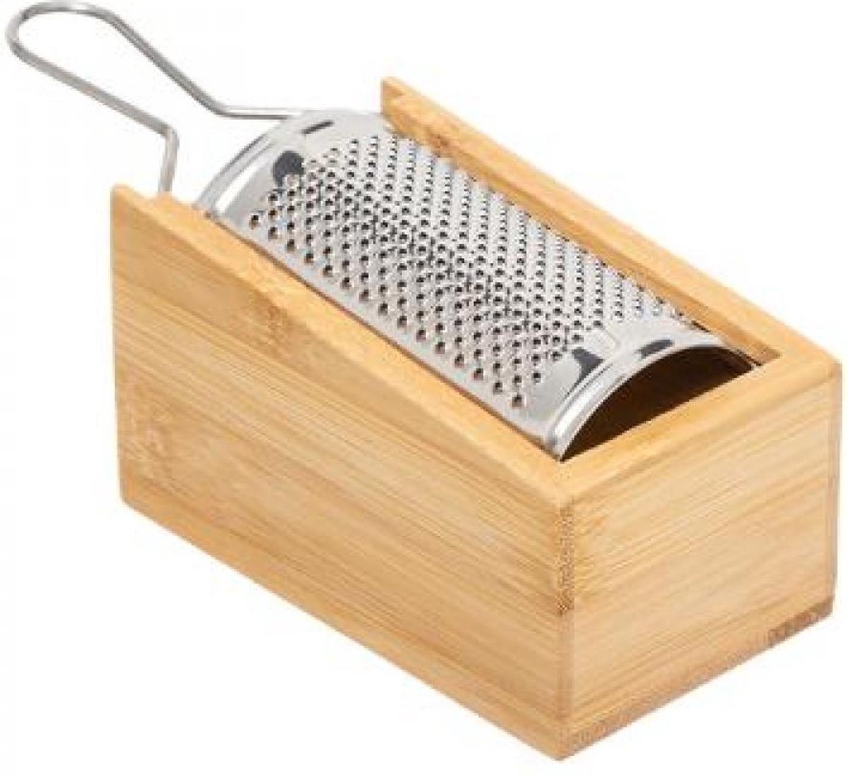 Rasp met handig bamboe opvangbakje/bewaarbakje: 5Five® - Keukenraspen/handraspen/raspen/kaasrasp - Bamboe Opvangbak Bewaarbak- duurzaam
