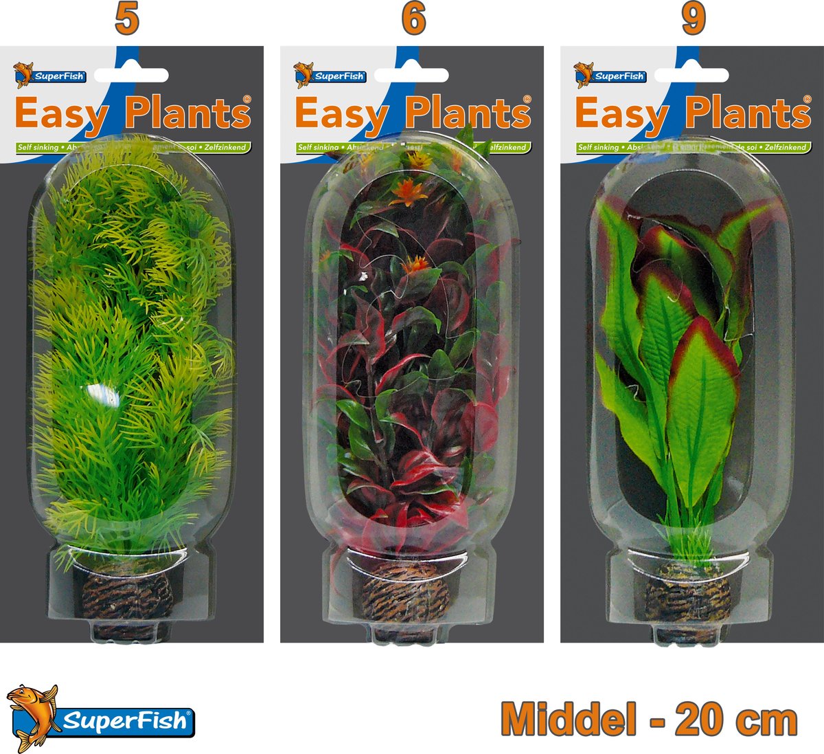 Easy Plants Aquarium kunst planten middel (Combinatieset 2)