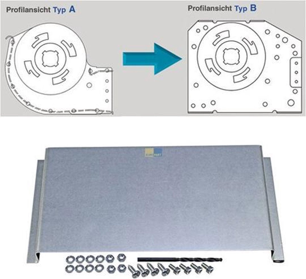 AEG - Ombouwplaat Voor Ventilator Tangiaal - Systeem  A Naar B - 180mm - 691677
